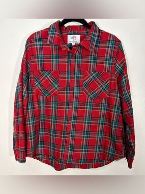 Red Plaid Button-Down Shirt